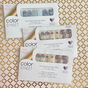 3 sets Color Street Blue and Red Nail Polish Strips